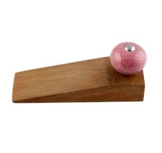2 Pieces Pink Black Crackle Ceramic Wooden Door Stopper